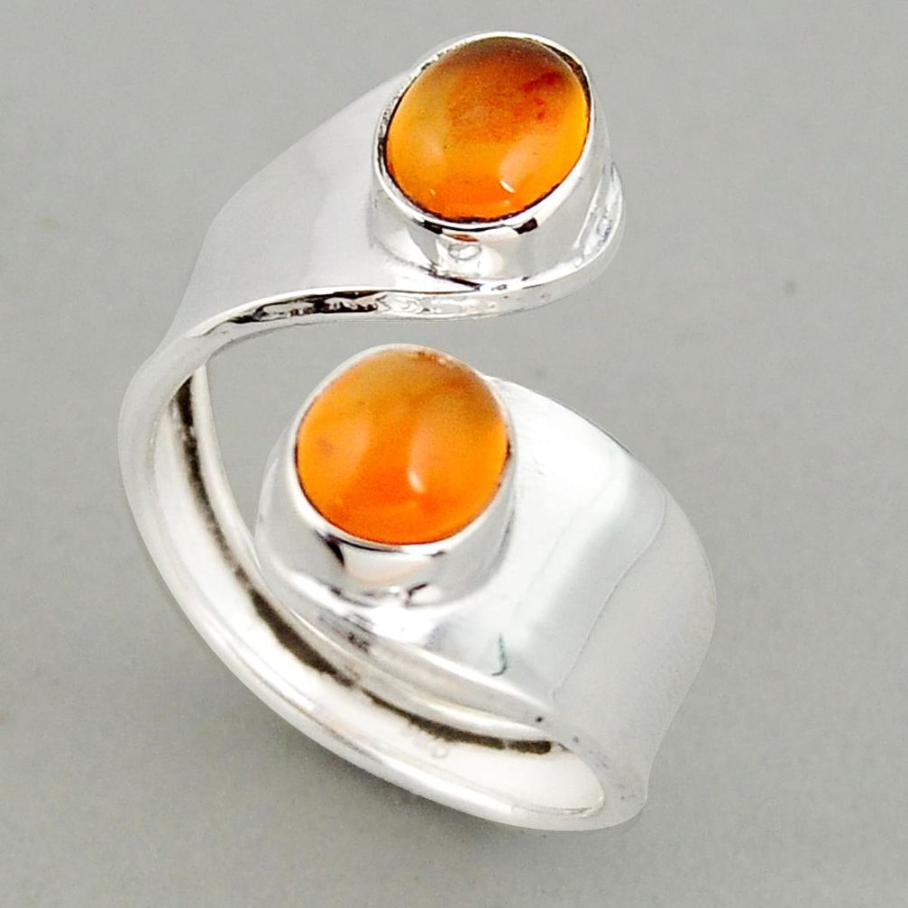 6.31cts natural cornelian 925 silver adjustable solitaire ring size 9 p95922