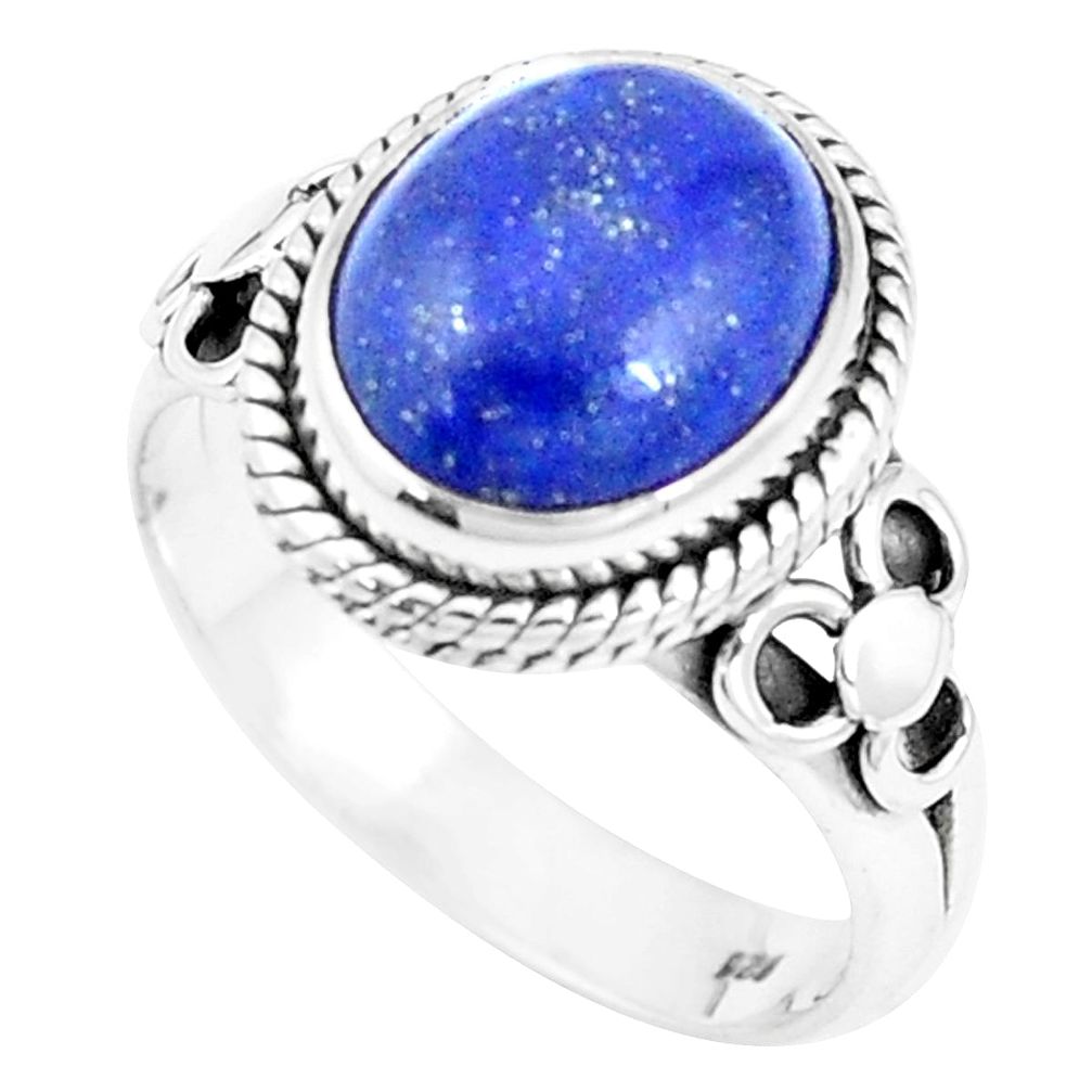 5.30cts natural blue lapis lazuli 925 silver solitaire ring jewelry size 9 p9630