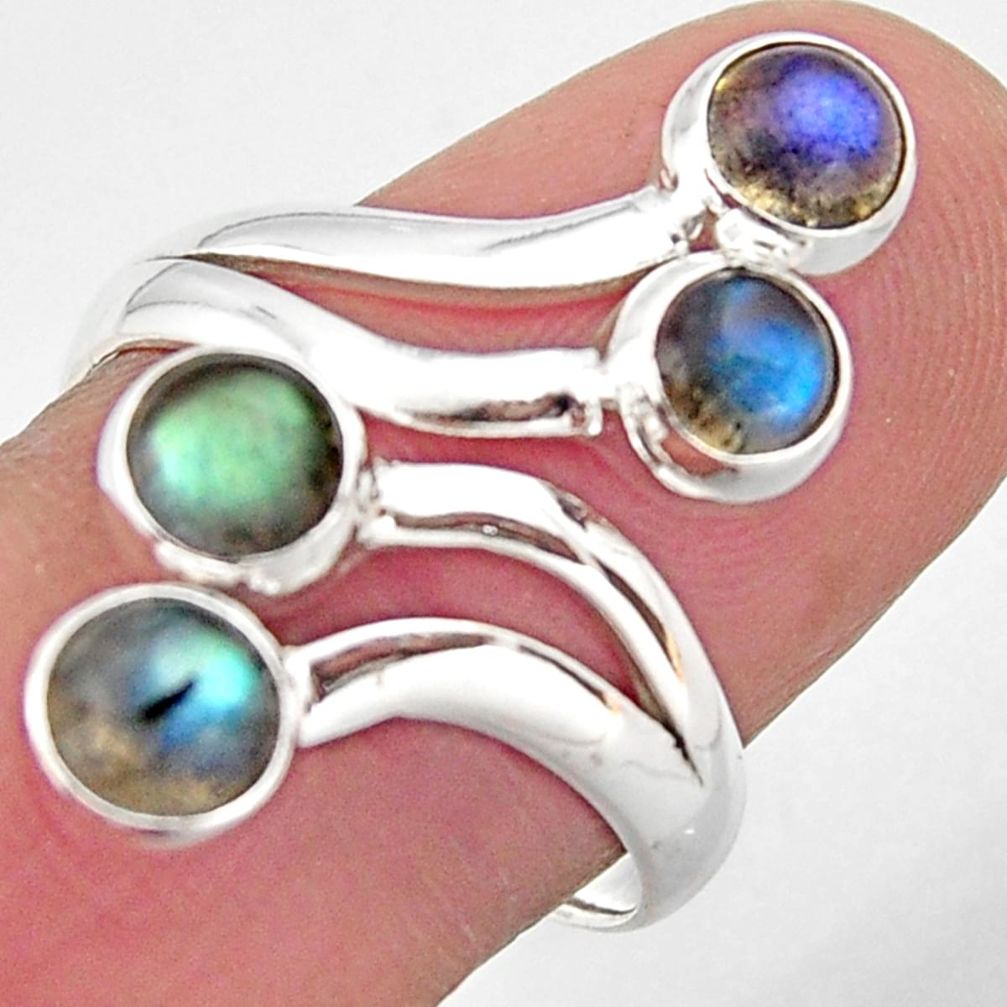 925 silver 2.69cts natural blue labradorite adjustable ring size 7.5 p96353