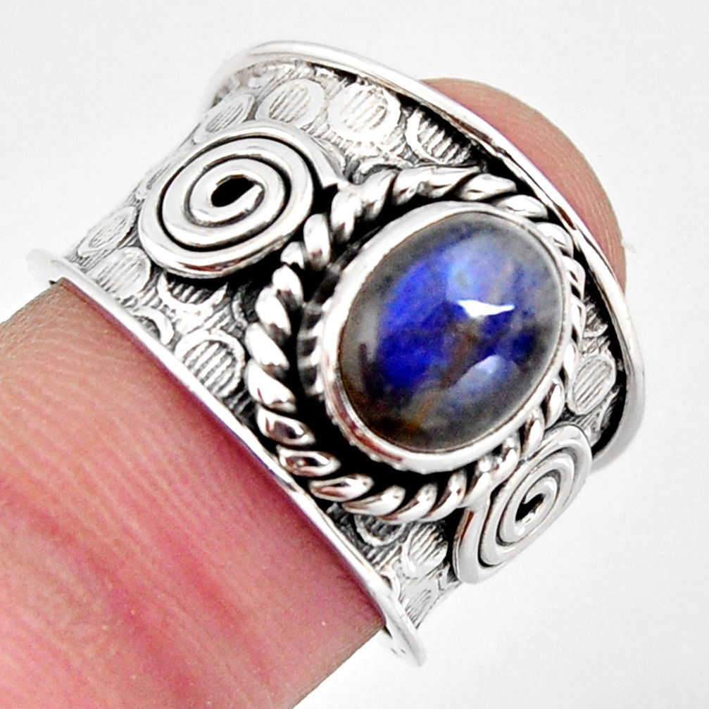 925 silver 3.13cts natural blue labradorite solitaire ring jewelry size 7 p96452