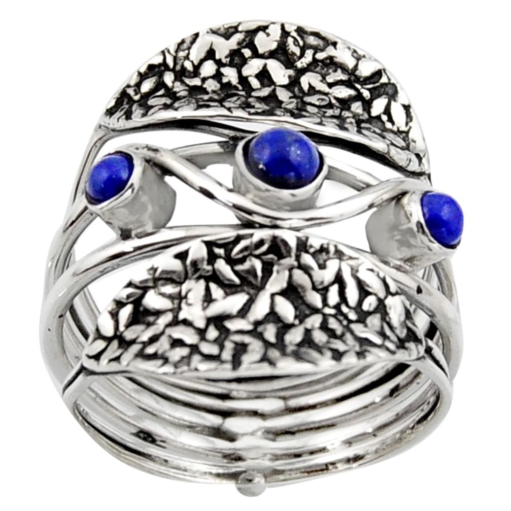 925 sterling silver 1.30cts natural blue lapis lazuli ring jewelry size 9 p96495