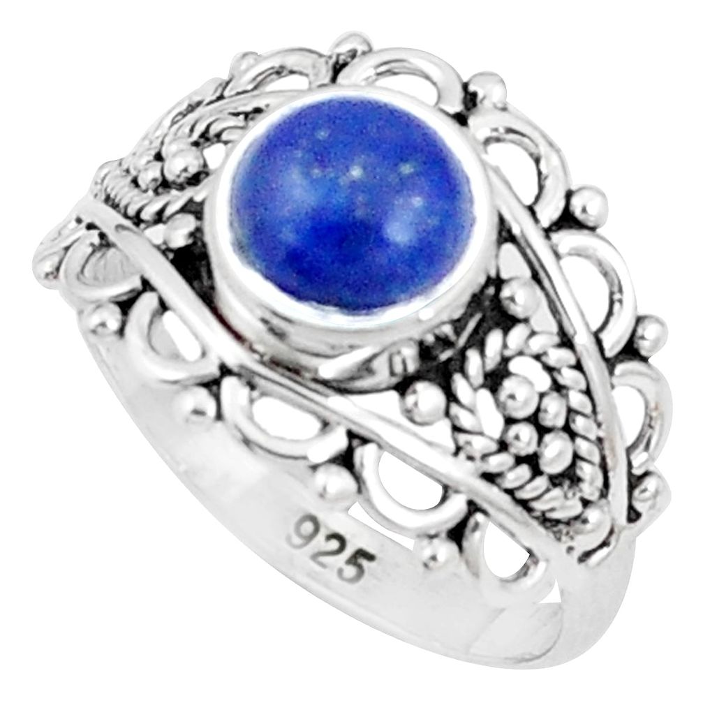 2.92cts natural blue lapis lazuli 925 silver solitaire ring size 8.5 p9663