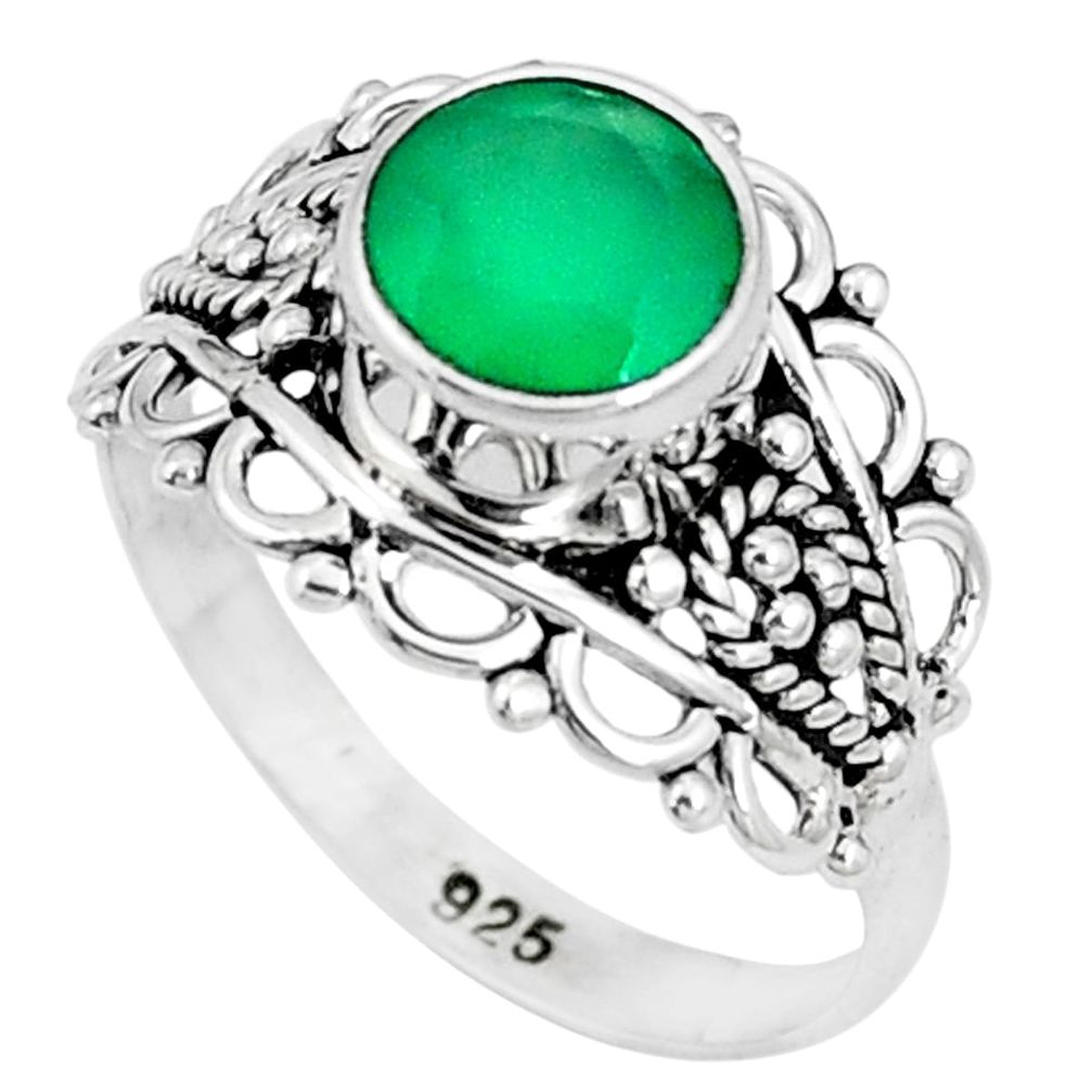 2.72cts natural green chalcedony 925 silver solitaire ring size 8.5 p9667