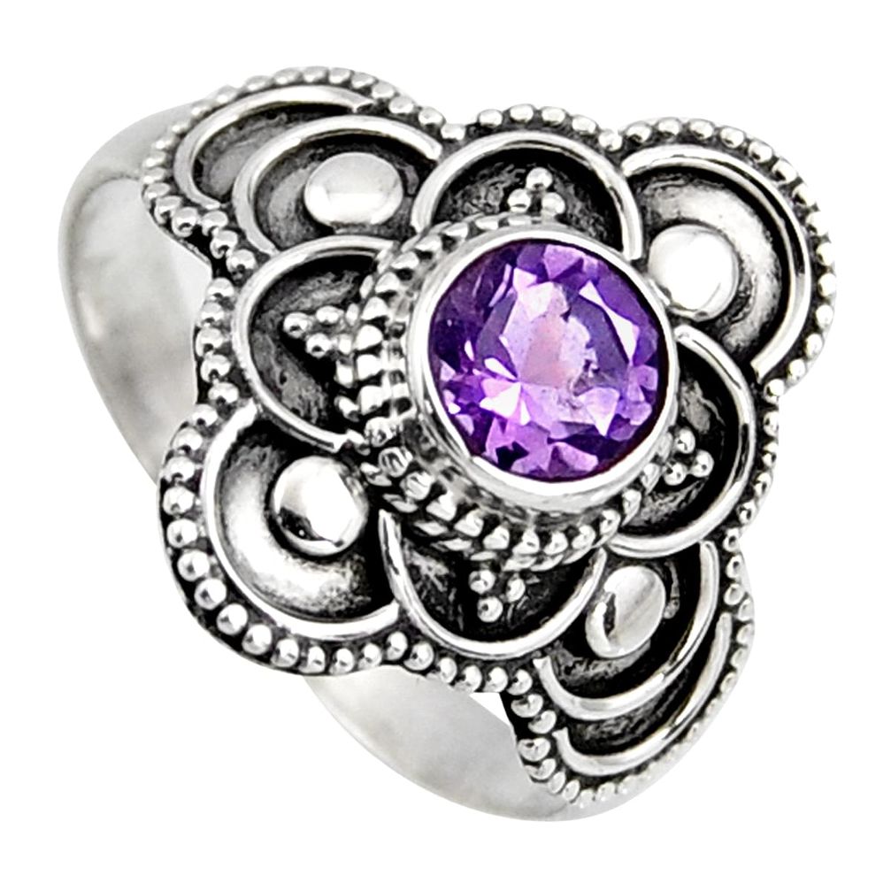 925 silver 0.98cts solitaire natural purple amethyst ring size 8.5 p96697