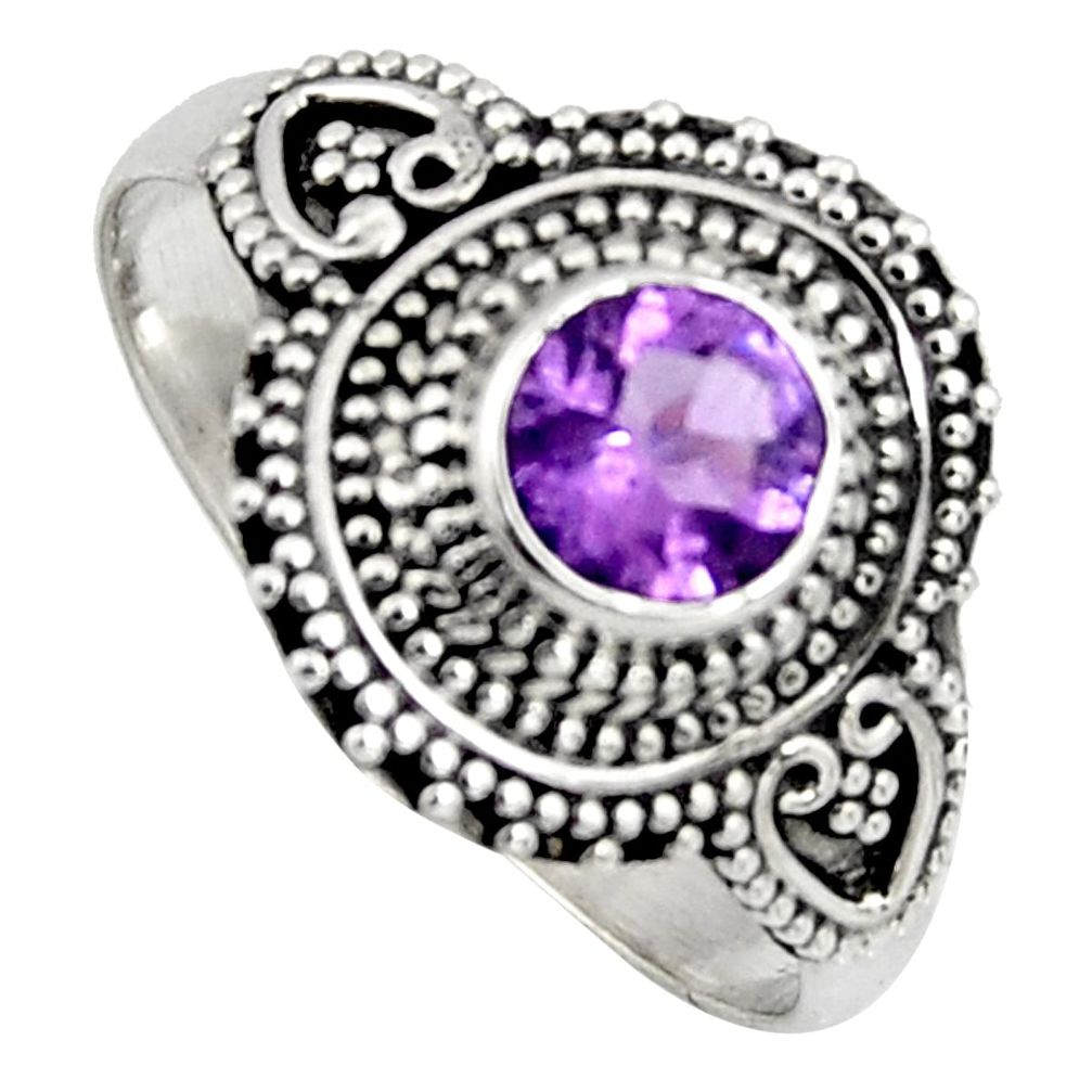 925 silver 1.04cts solitaire natural purple amethyst round ring size 10 p96715