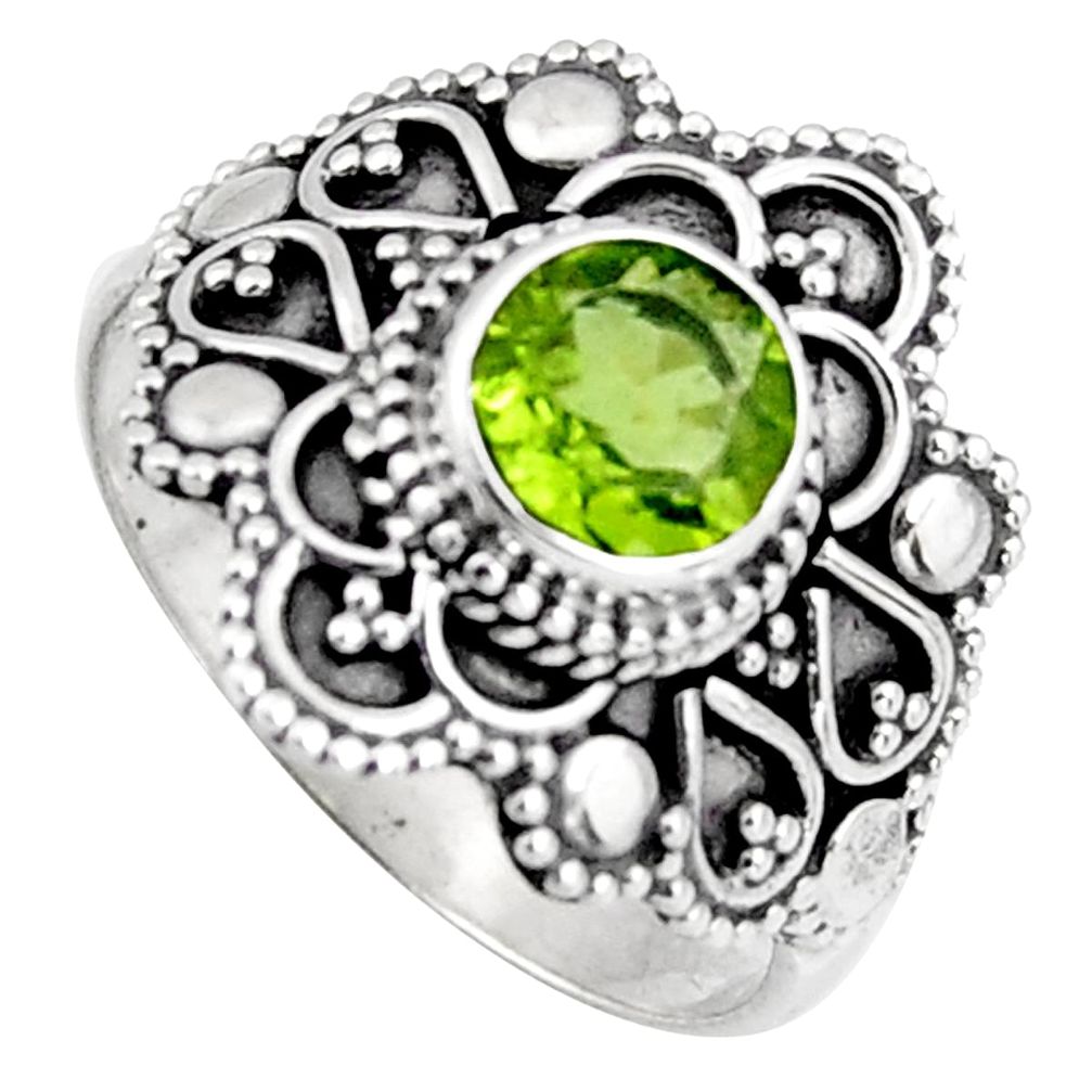 0.90cts solitaire natural green peridot 925 sterling silver ring size 6.5 p96722