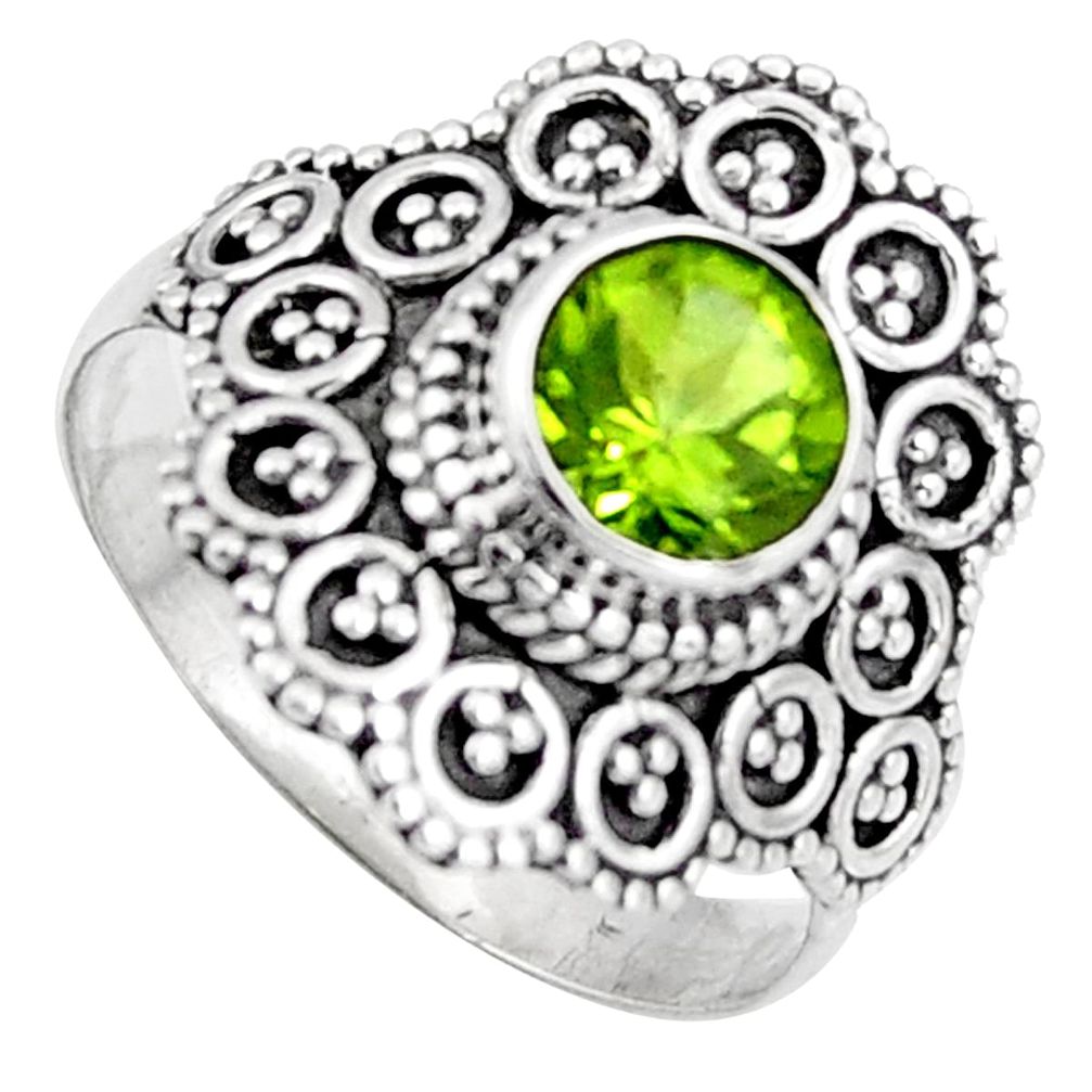 1.08cts solitaire natural green peridot 925 sterling silver ring size 9.5 p96724