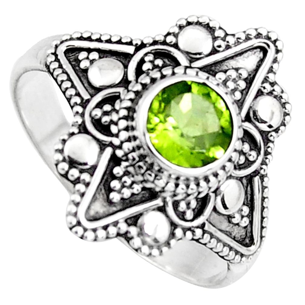 1.02cts solitaire natural green peridot 925 sterling silver ring size 9.5 p96725