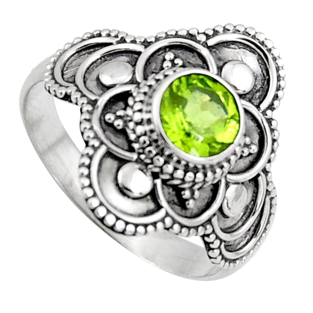 1.04cts solitaire natural green peridot 925 sterling silver ring size 9.5 p96728
