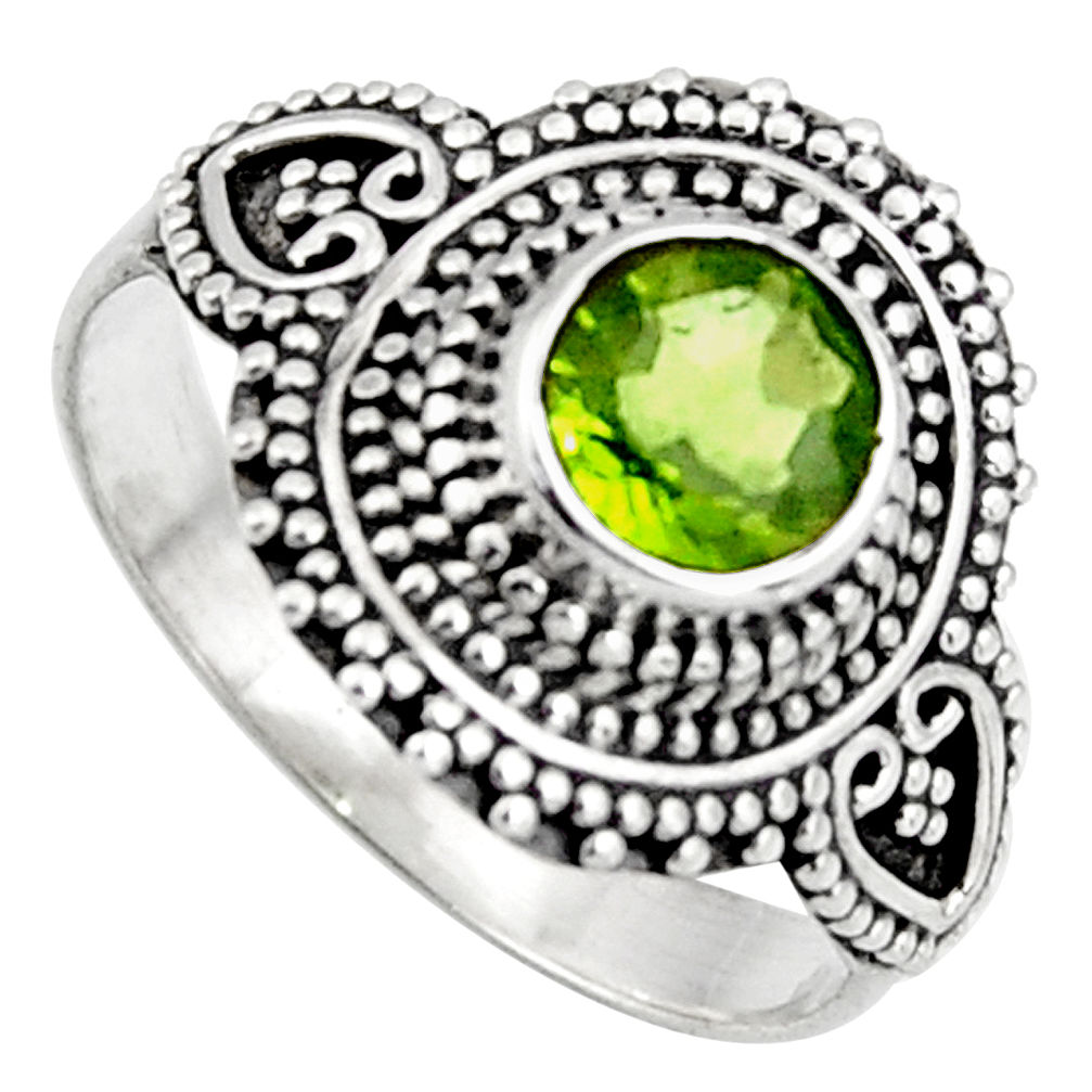 0.97cts solitaire natural green peridot 925 sterling silver ring size 7.5 p96735