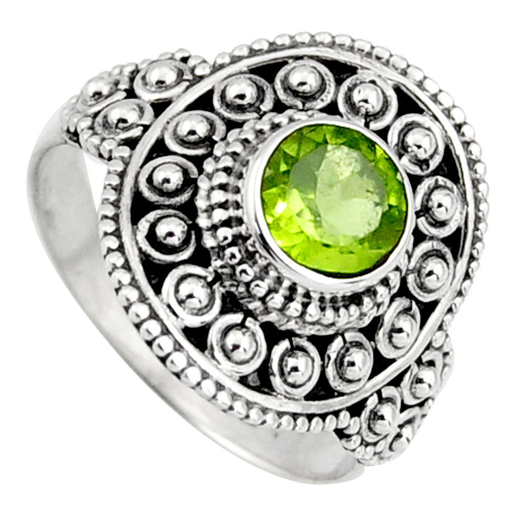 925 silver 1.09cts solitaire natural green peridot round ring size 6.5 p96738