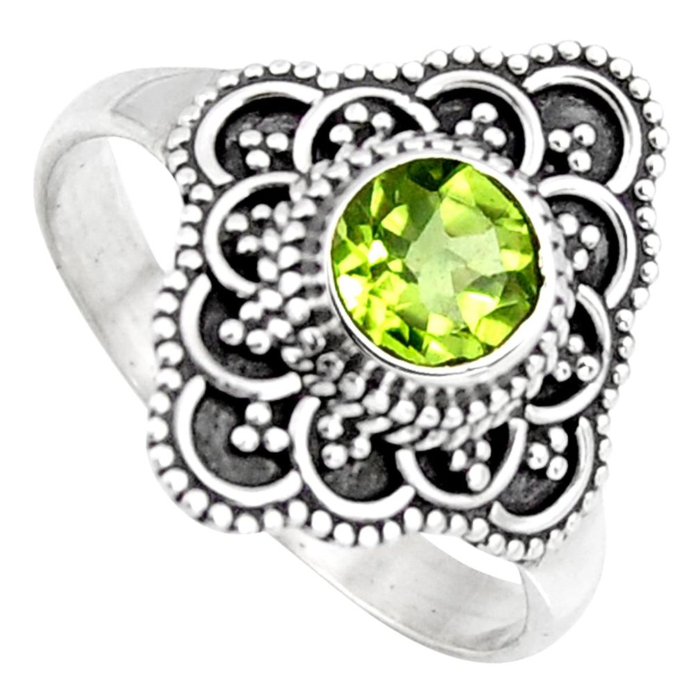 0.91cts solitaire natural green peridot 925 sterling silver ring size 7 p96742