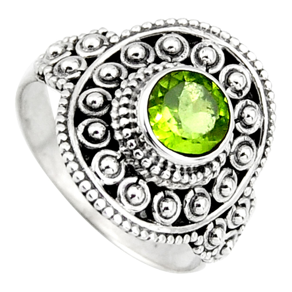 1.11cts solitaire natural green peridot 925 sterling silver ring size 6 p96745