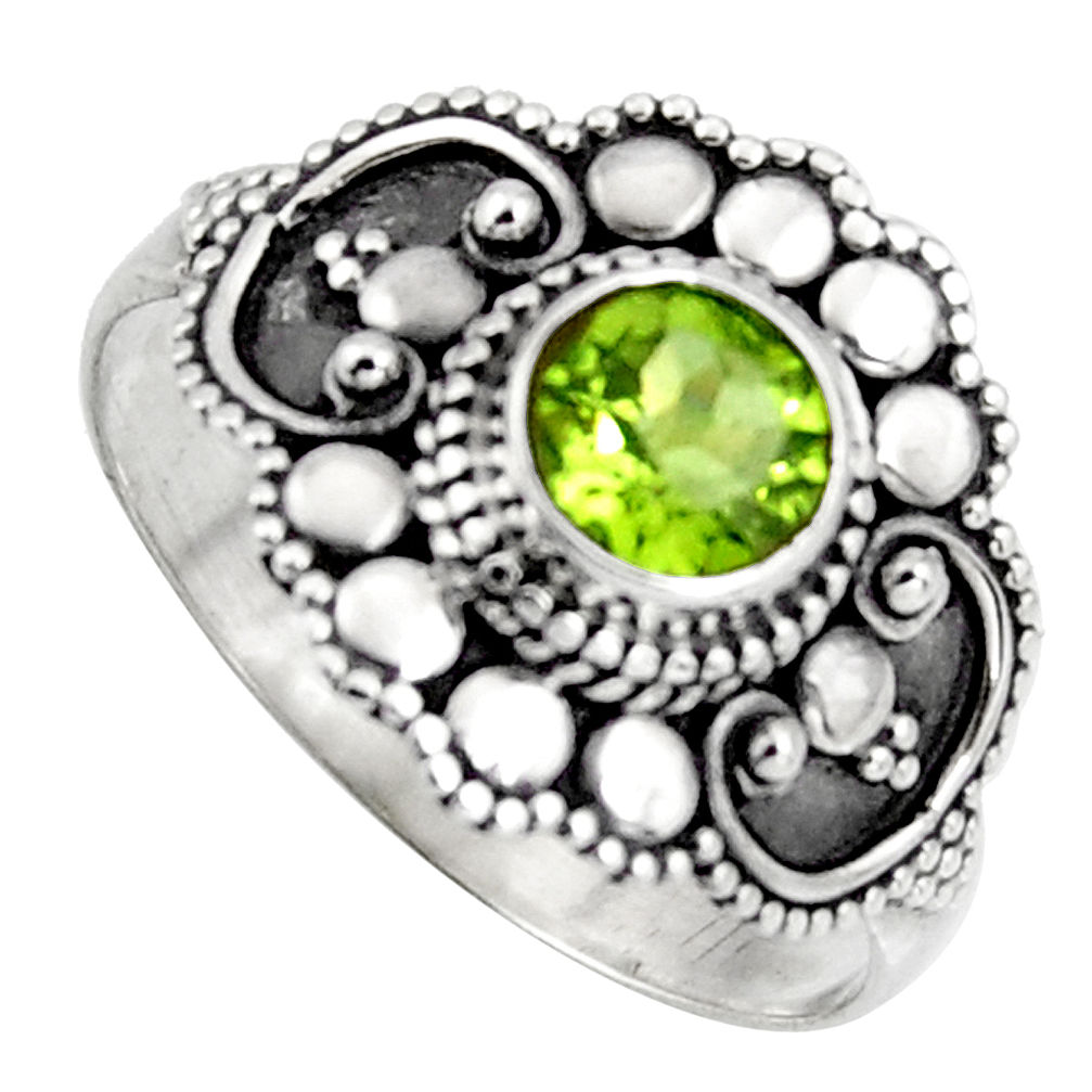 925 silver 0.97cts solitaire natural green peridot round ring size 6.5 p96757