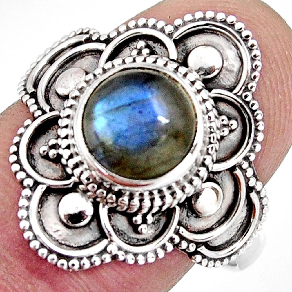 3.43cts solitaire natural blue labradorite 925 silver ring size 9.5 p96790