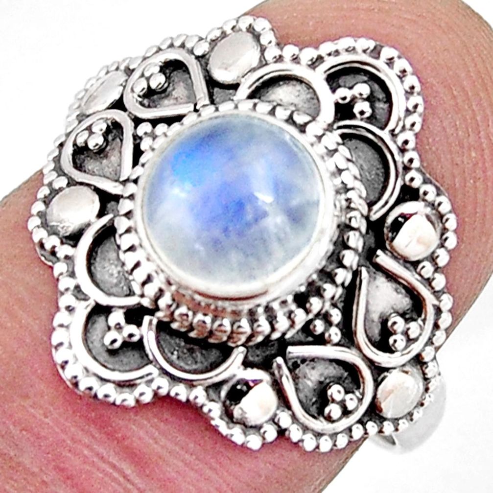 2.55cts solitaire natural rainbow moonstone 925 silver ring size 8 p96805