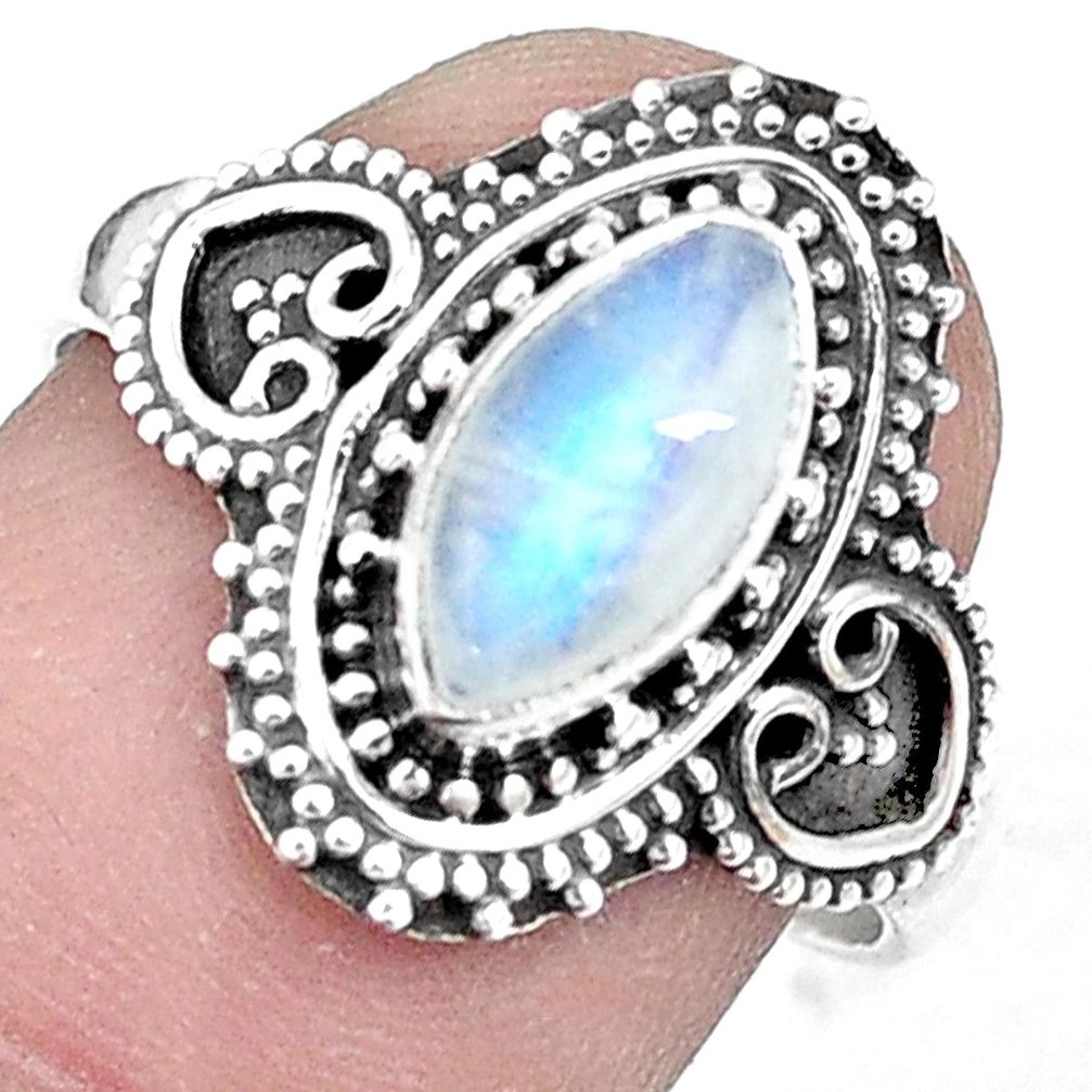 3.05cts natural rainbow moonstone 925 silver solitaire ring jewelry size 8 p9815