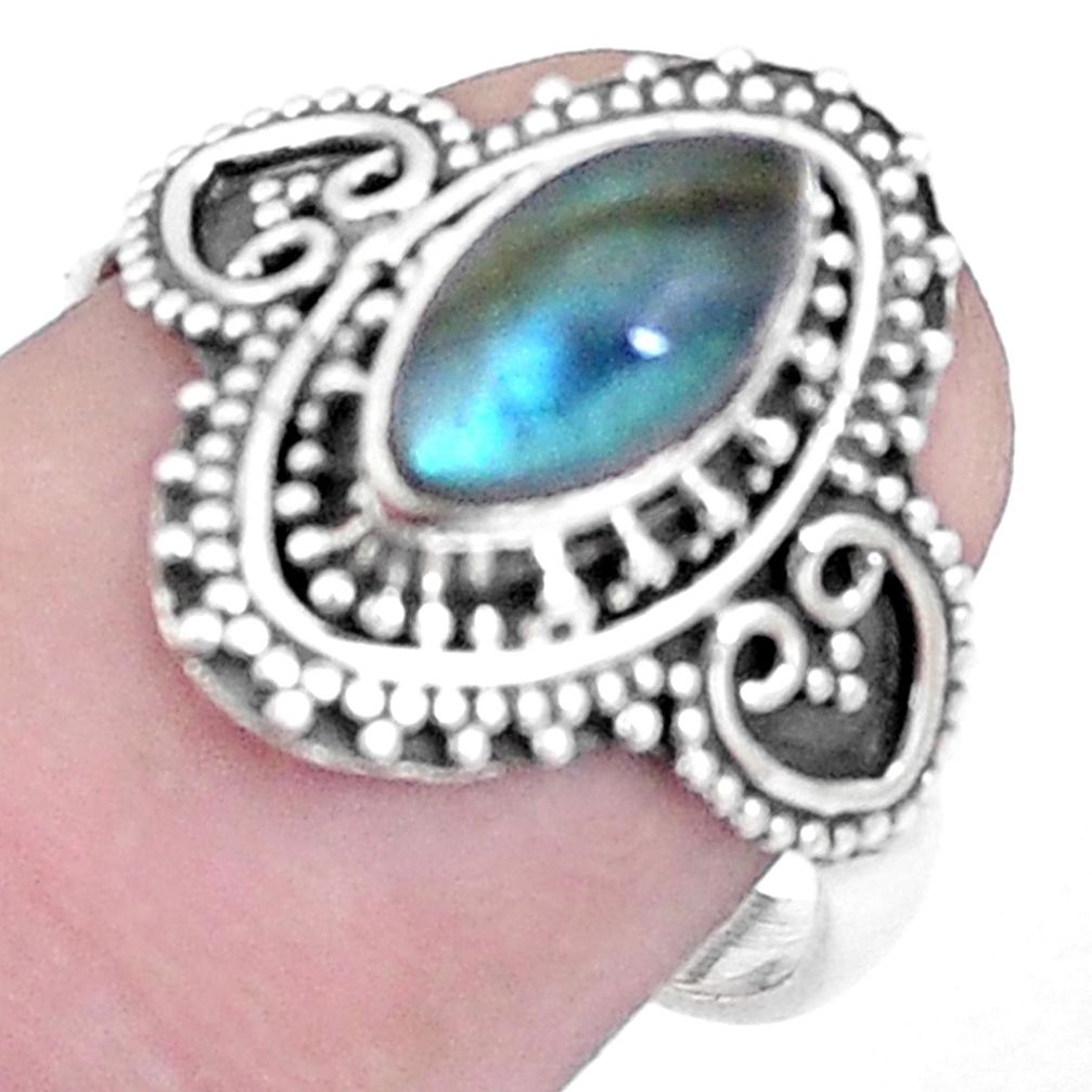 2.57cts natural blue labradorite 925 silver solitaire ring jewelry size 7 p9818