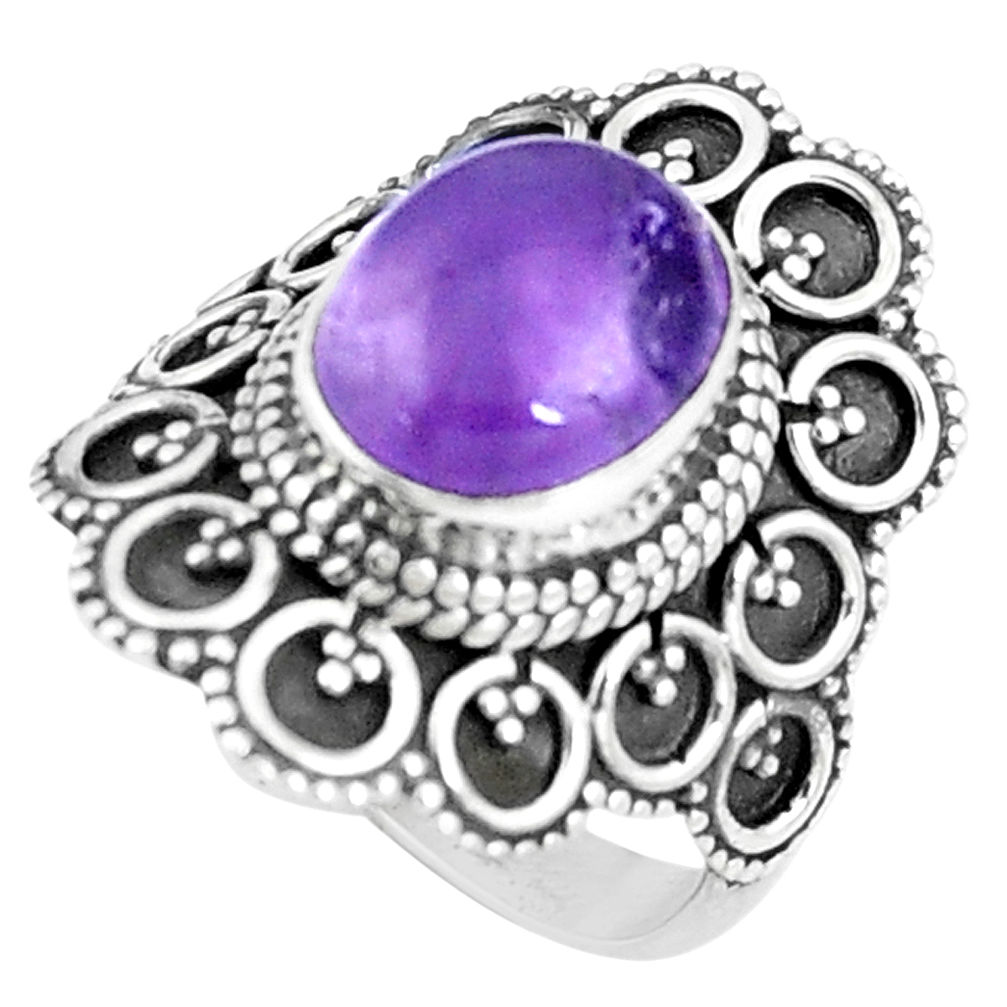 4.02cts natural purple amethyst 925 silver solitaire ring jewelry size 6 p9831