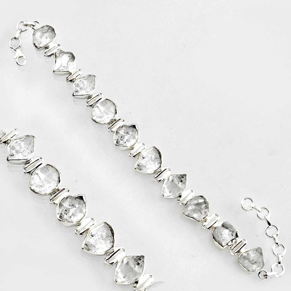 925 silver 64.85cts natural white herkimer diamond fancy tennis bracelet r1391