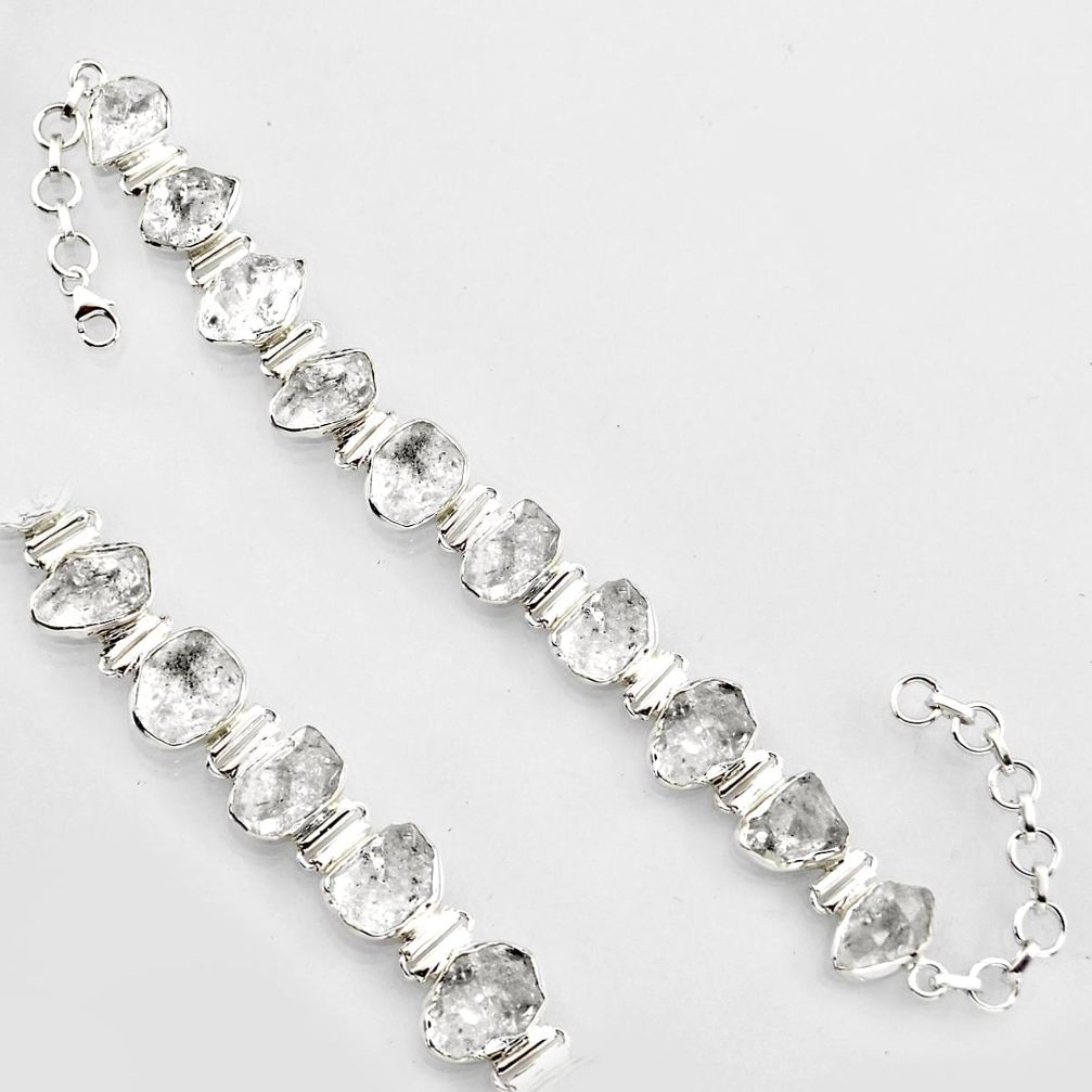 60.87cts natural white herkimer diamond sterling silver tennis bracelet r1393