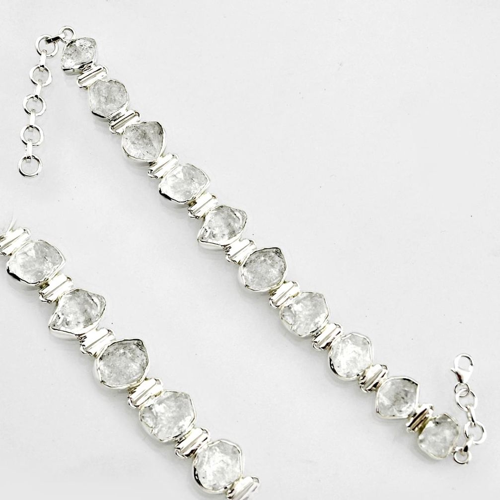 925 silver 55.08cts natural white herkimer diamond fancy tennis bracelet r1394