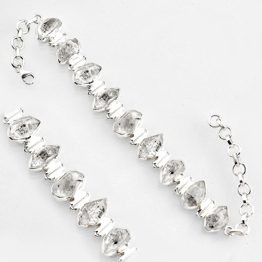 50.98cts natural white herkimer diamond sterling silver tennis bracelet r1397