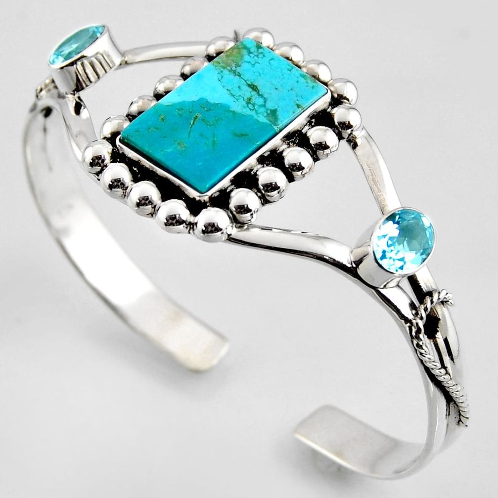 16.38cts blue arizona mohave turquoise topaz 925 silver adjustable bangle r3703