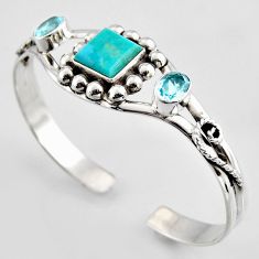 925 silver 12.52cts blue arizona mohave turquoise topaz adjustable bangle r3707
