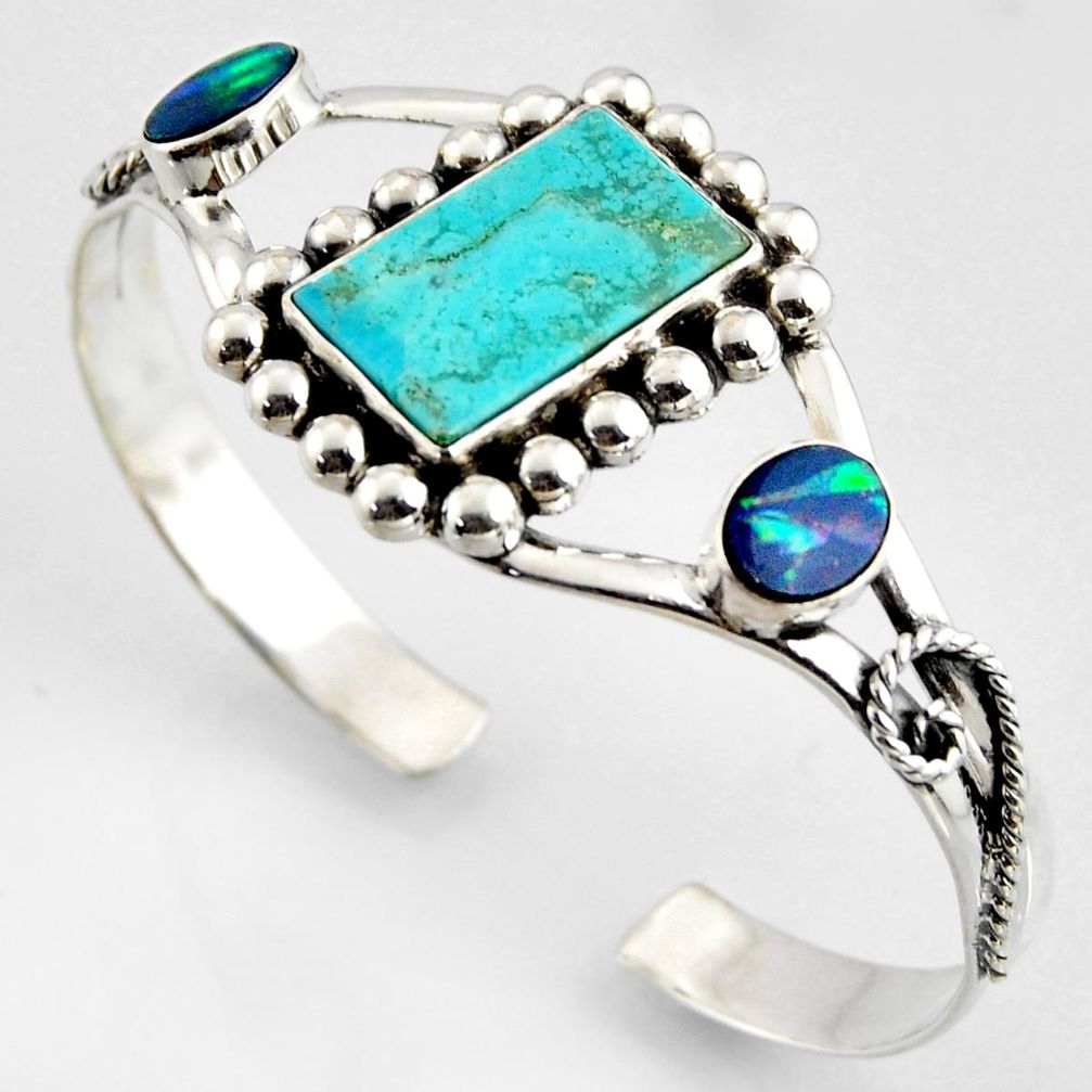 17.33cts green arizona mohave turquoise 925 silver adjustable bangle r3740