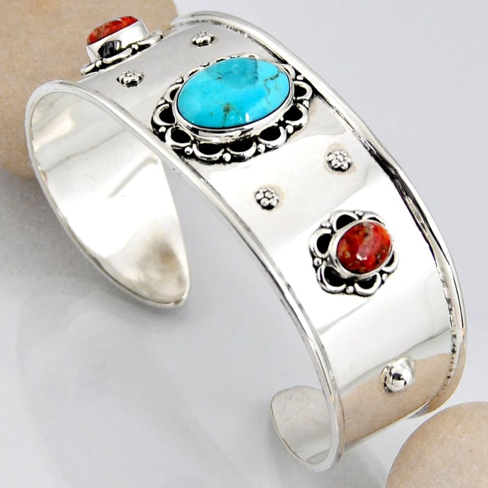 16.11cts blue arizona mohave turquoise 925 silver adjustable bangle r3750