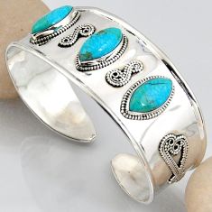 24.04cts blue arizona mohave turquoise 925 silver adjustable bangle r3751