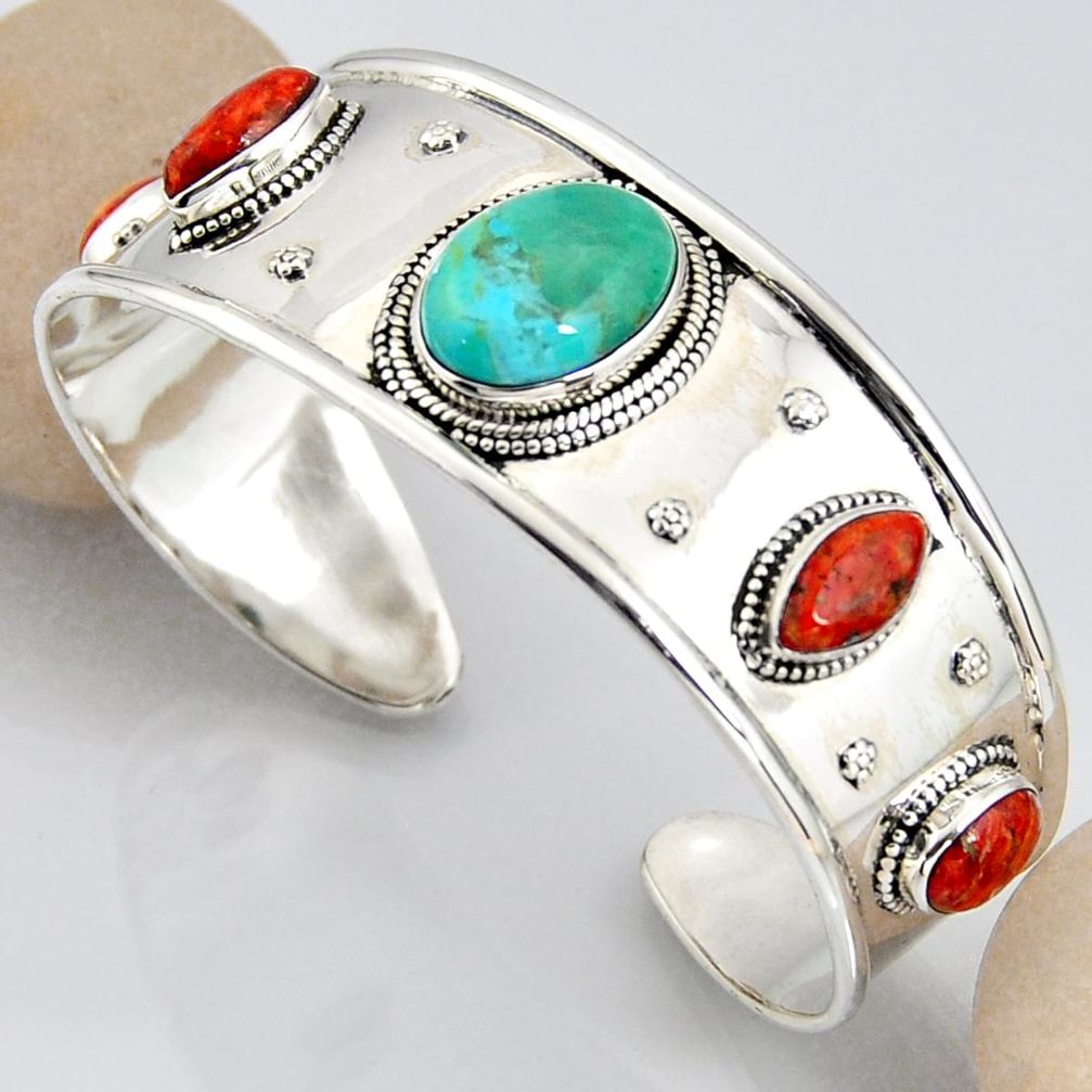 925 silver 29.87cts blue arizona mohave turquoise adjustable bangle r3752