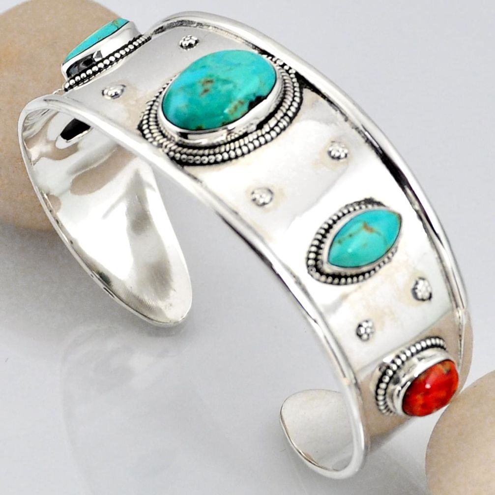 26.52cts blue arizona mohave turquoise 925 silver adjustable bangle r3754