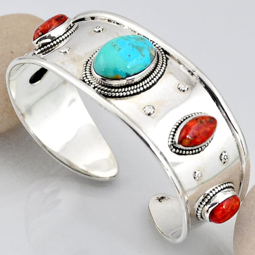 30.31cts blue arizona mohave turquoise 925 silver adjustable bangle r3757