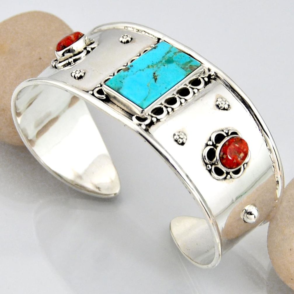 19.75cts blue arizona mohave turquoise 925 silver adjustable bangle r3760