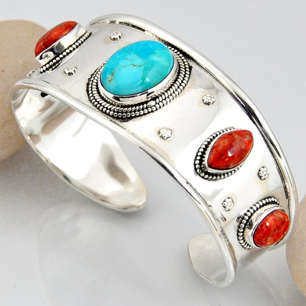 925 silver 30.31cts blue arizona mohave turquoise adjustable bangle r3771