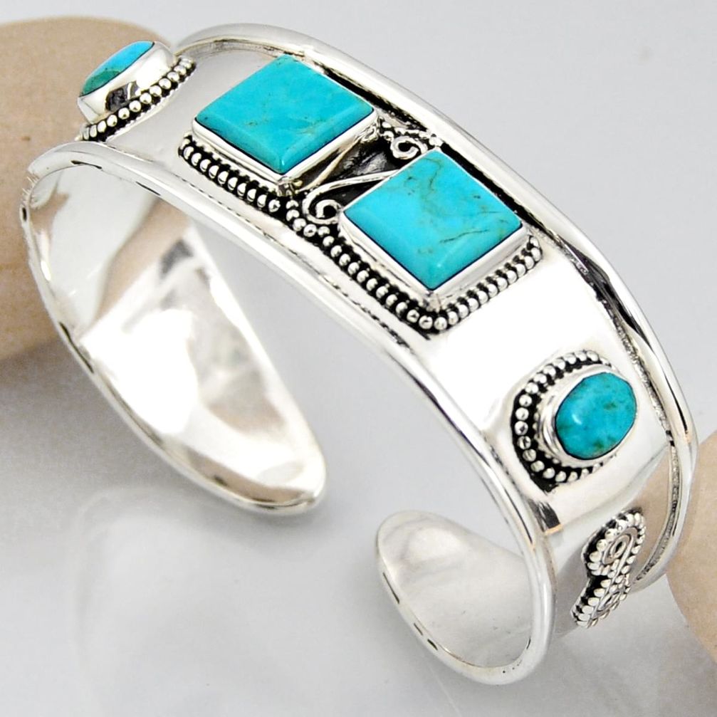 16.11cts blue arizona mohave turquoise 925 silver adjustable bangle r3779