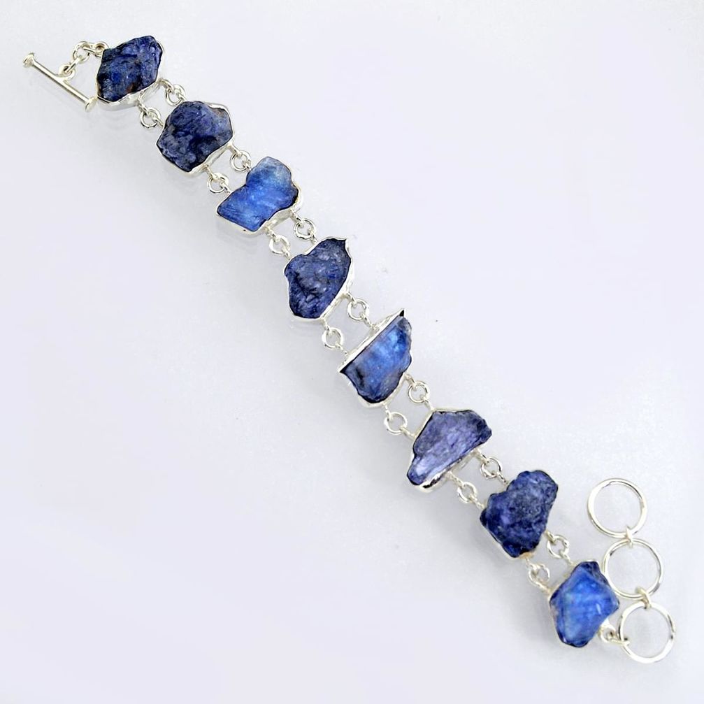 72.06cts natural blue tanzanite rough 925 sterling silver bracelet jewelry r3801