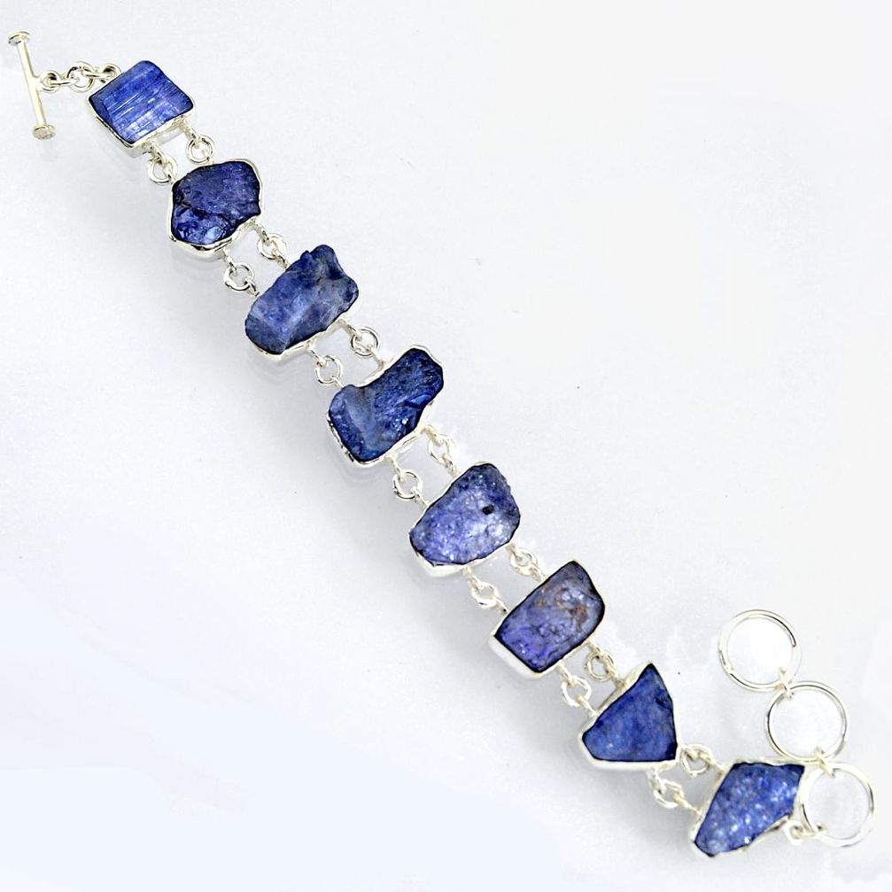 925 sterling silver 63.40cts natural blue tanzanite rough bracelet jewelry r3806