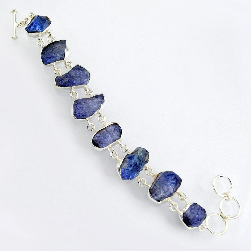 67.58cts natural blue tanzanite rough 925 sterling silver bracelet jewelry r3810