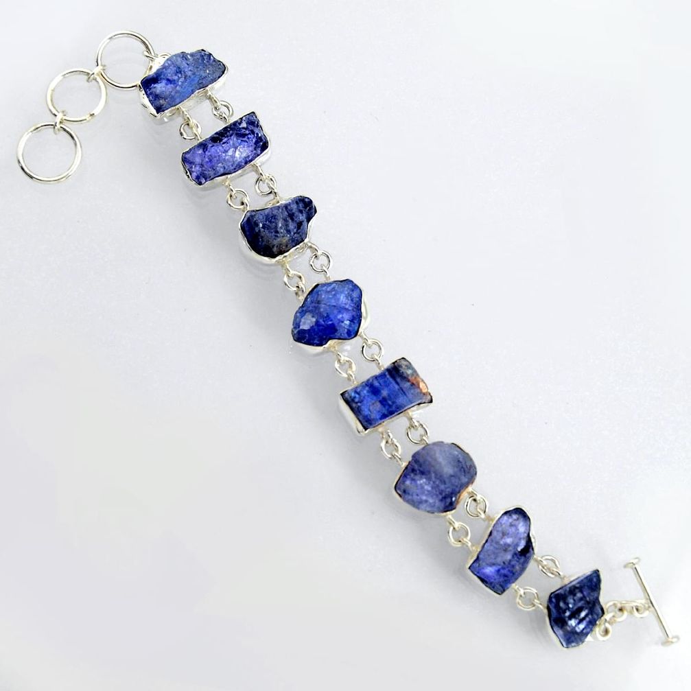 925 sterling silver 65.50cts natural blue tanzanite rough bracelet jewelry r3812