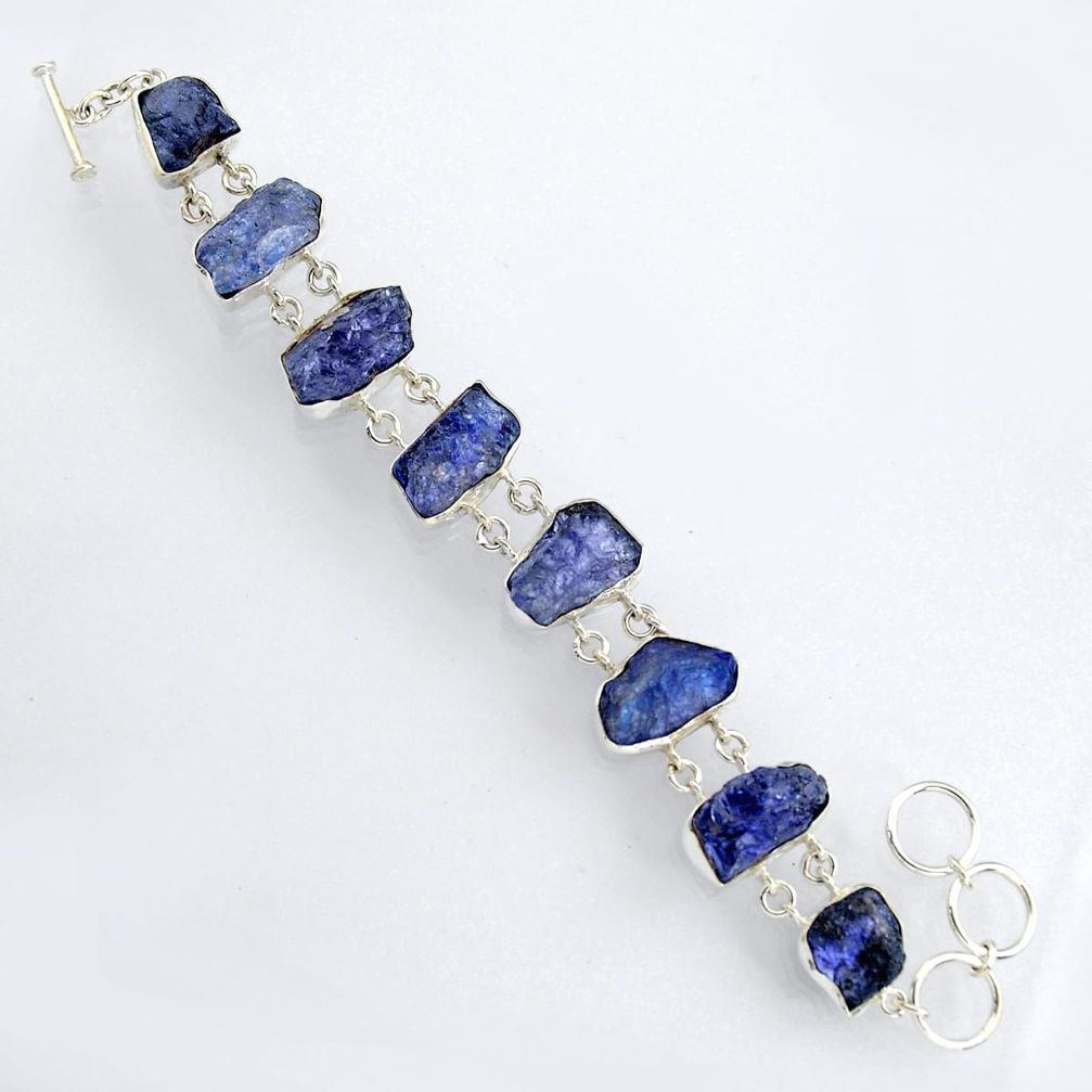 69.90cts natural blue tanzanite rough 925 sterling silver bracelet jewelry r3813