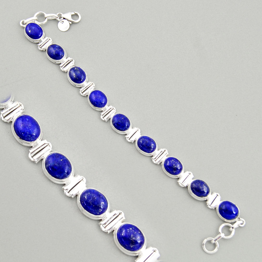 925 sterling silver 39.93cts natural blue lapis lazuli tennis bracelet r4234