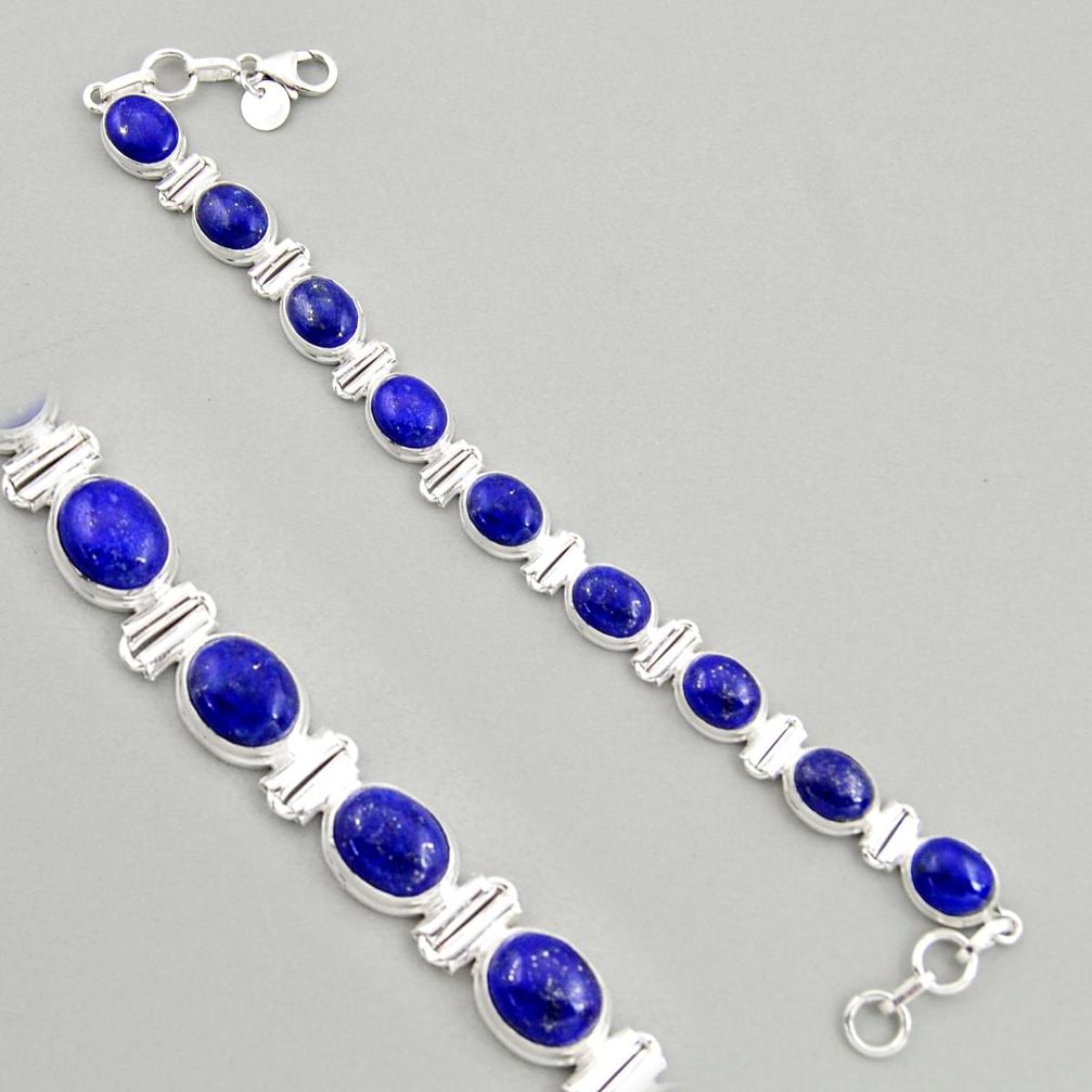 40.77cts natural blue lapis lazuli 925 sterling silver tennis bracelet r4237