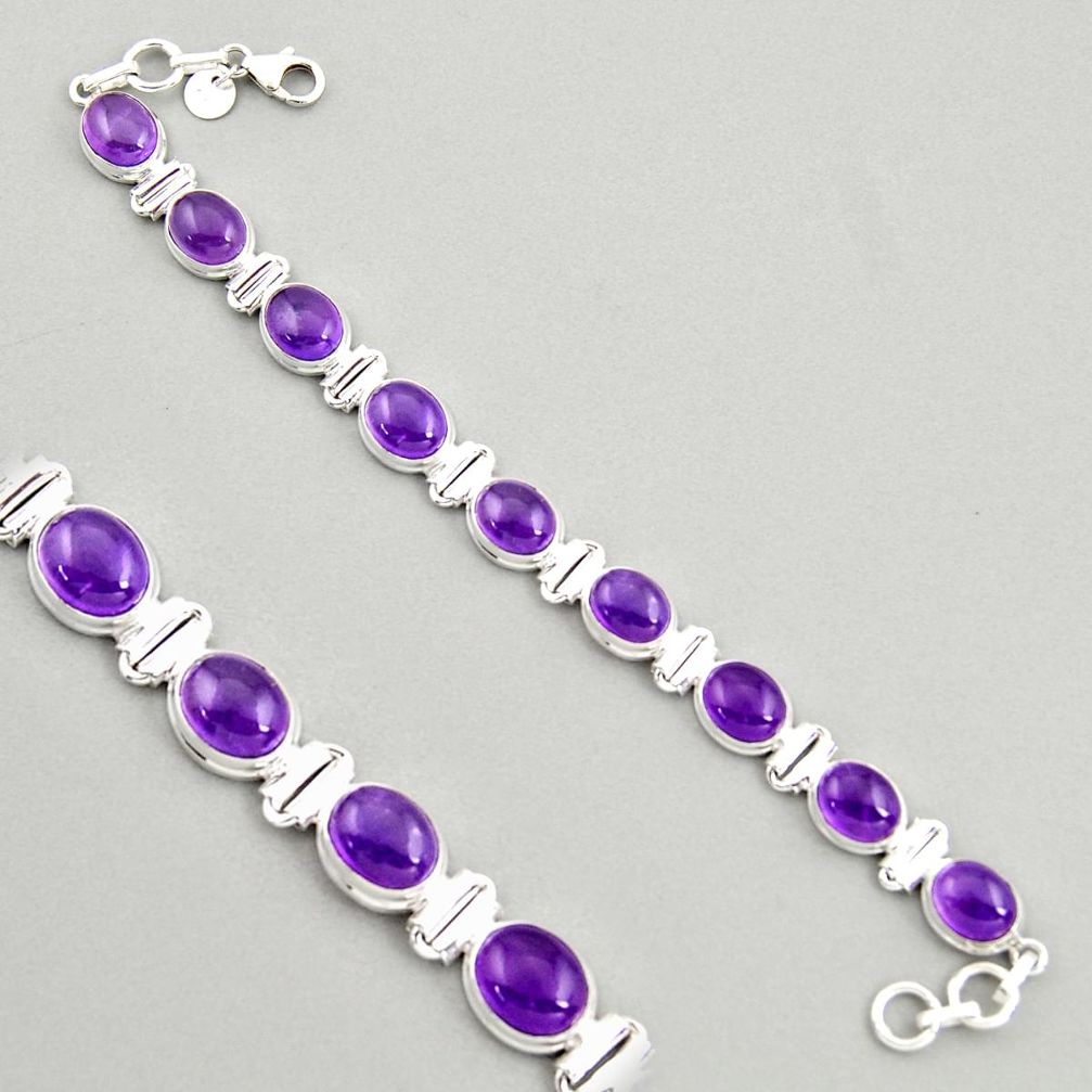39.48cts natural purple amethyst 925 sterling silver tennis bracelet r4241
