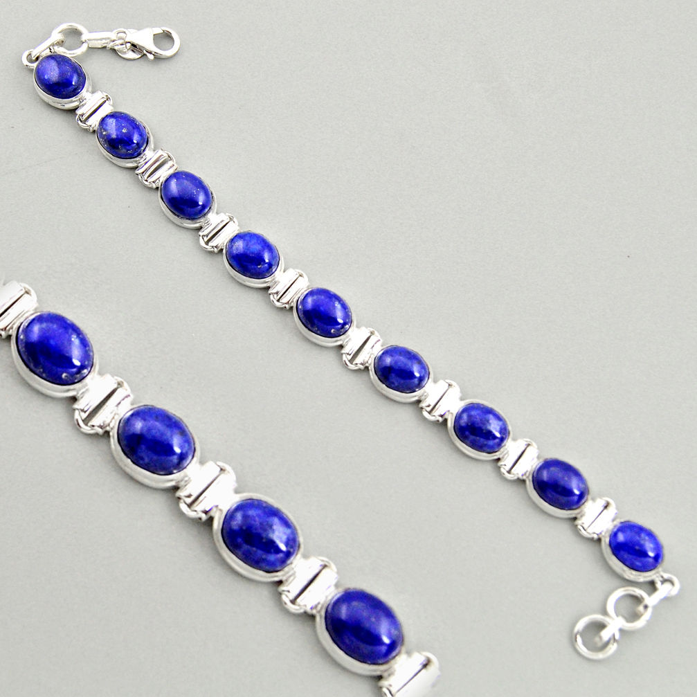 39.89cts natural blue lapis lazuli 925 sterling silver tennis bracelet r4246