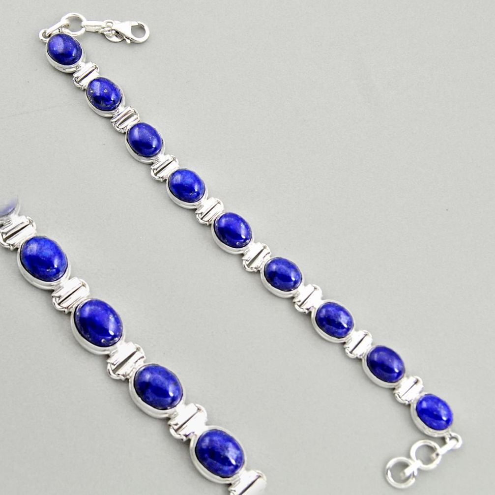 39.46cts natural blue lapis lazuli 925 sterling silver tennis bracelet r4248