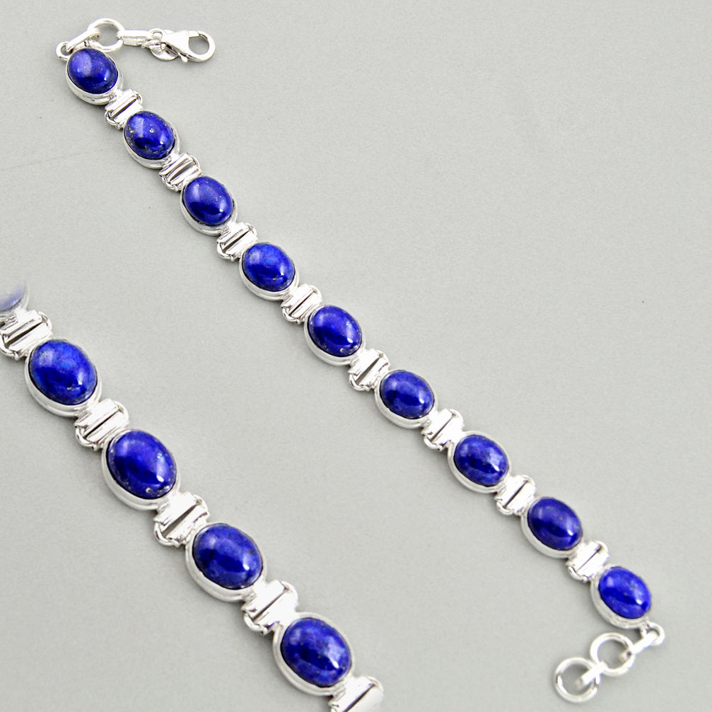 37.86cts natural blue lapis lazuli 925 sterling silver tennis bracelet r4250
