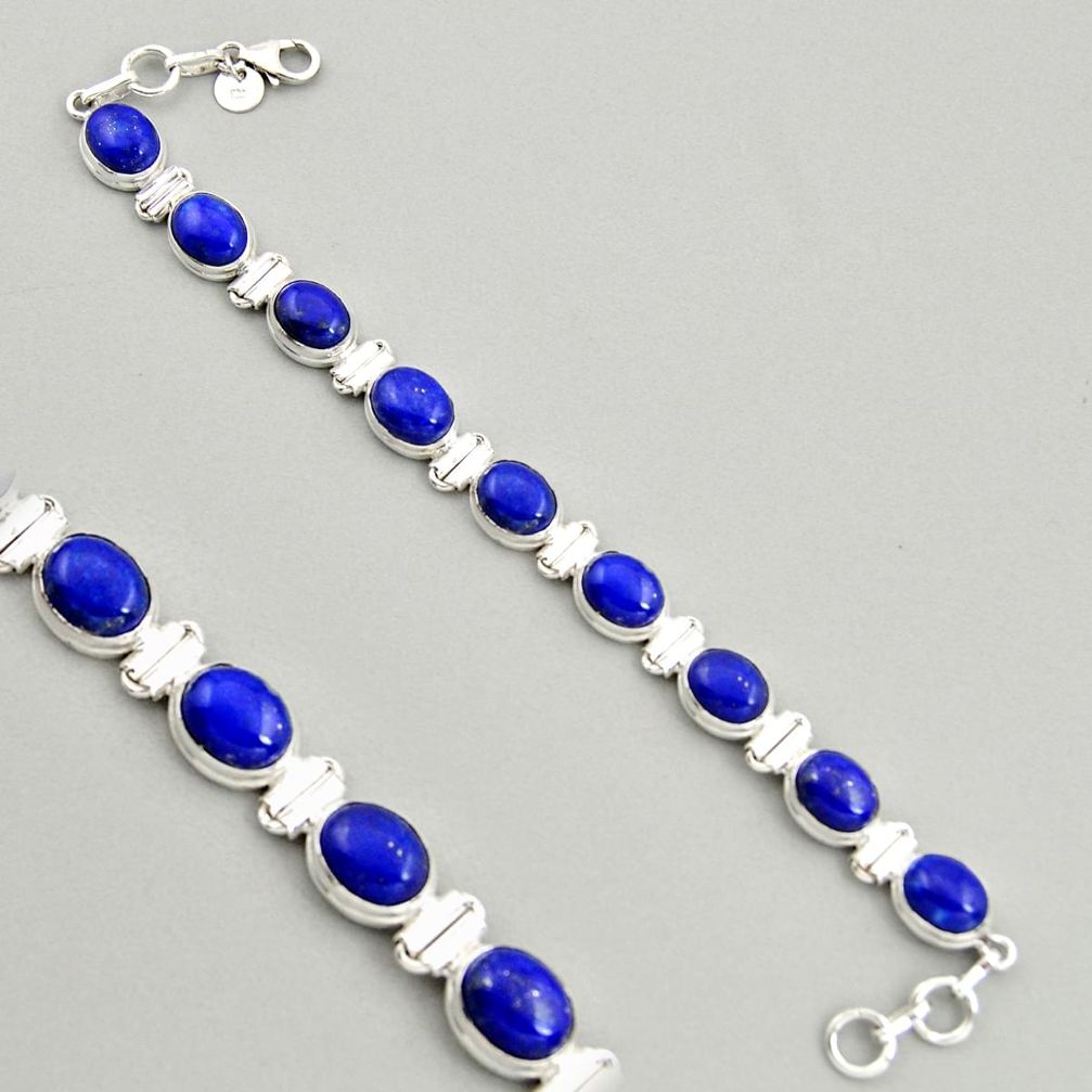 41.06cts natural blue lapis lazuli 925 sterling silver tennis bracelet r4252